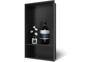 BATHFINESSE Niche for Shower Wall, Bath Niche 13 × 25 Double Shelves, Recessed Niche Shower for Bathroom Storage, Shower Niche Insert Tile Ready, Black