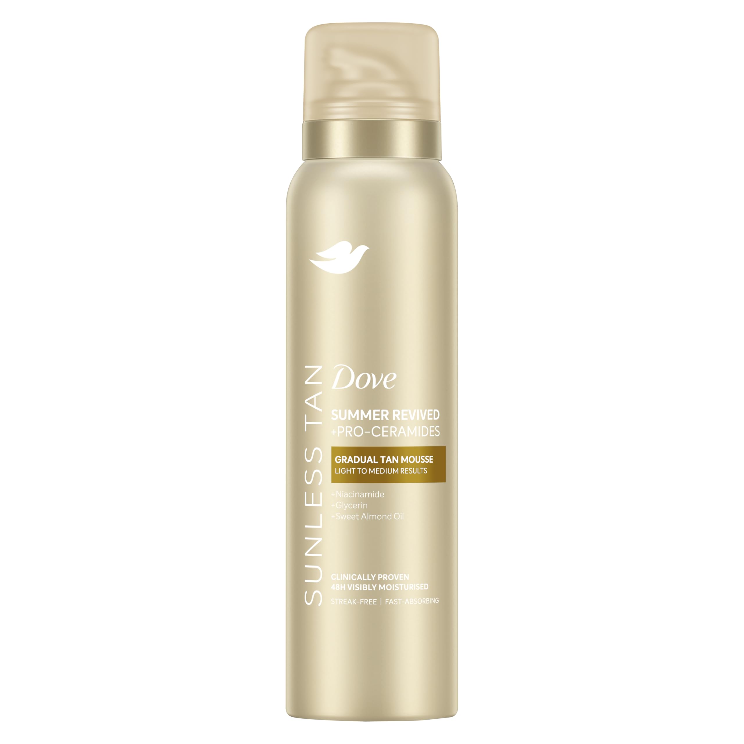 Dove Summer Revived Light to Medium Gradual Tanning Mousse for a gradual tan and natural bronze glow fast-absorbing self-tan for all skin types 150 ml