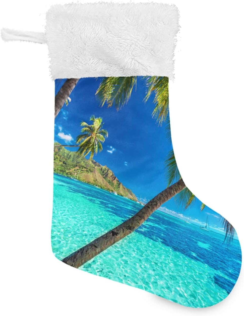 Stockings & Holders - xigua Tropical Beach Palm Trees Christmas Stockings 17.7 Inch Gift Holders for Party Holiday Decorations Ornaments (1 Pack)