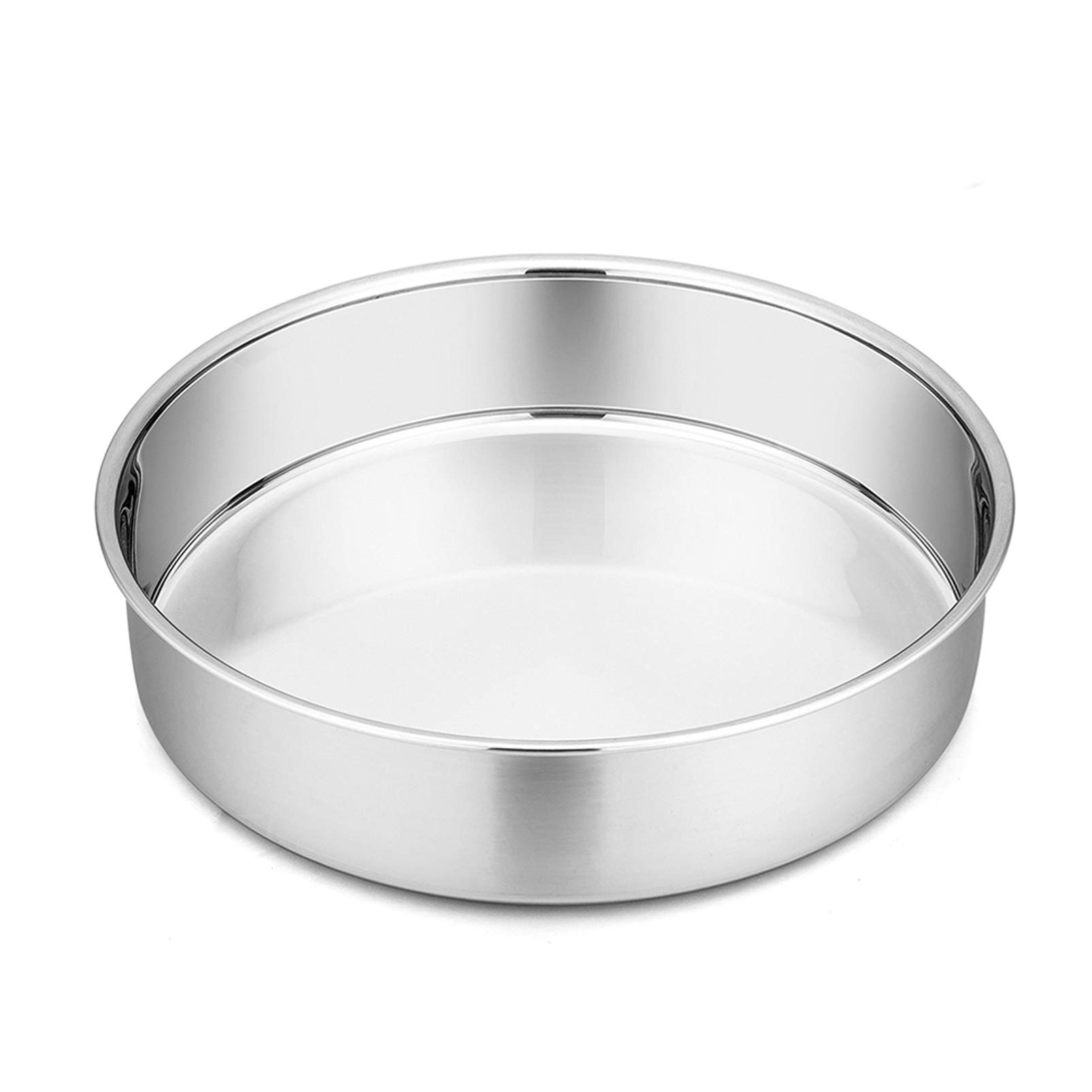 P&P CHEF 9½-inch Round Cake Pan, Stainless Steel Bakeware Cake Pan, Easy Releasing & Cleaning, Oven & Dishwasher Safe, Round/Sliver