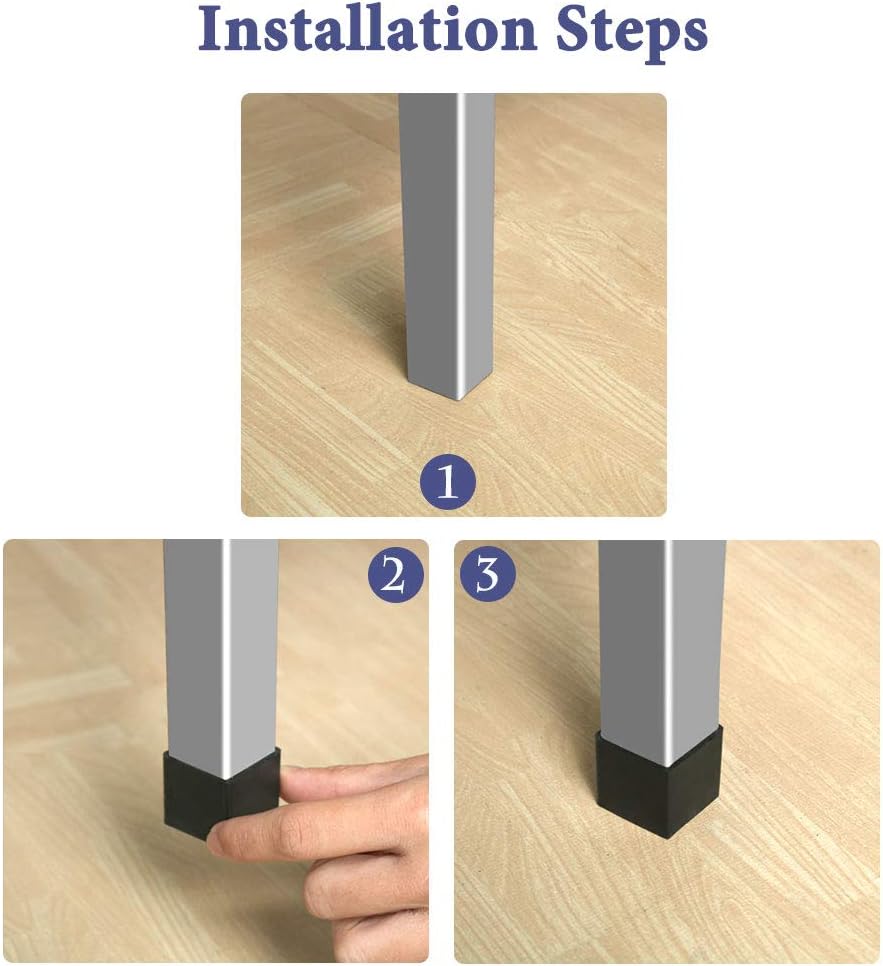 sourcing map Furniture Angle Iron Foot Pads L Shaped Rubber Leg Covers Protectors 40 x 40mm 10 Pcs Black, 40*40mm - Image 5