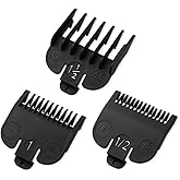 Clipper Guards Set Compatible with Most Wahl Clippers, Clipper Guides Replacement - 1/16" to 3/16", 3 Piece Set, Black Color