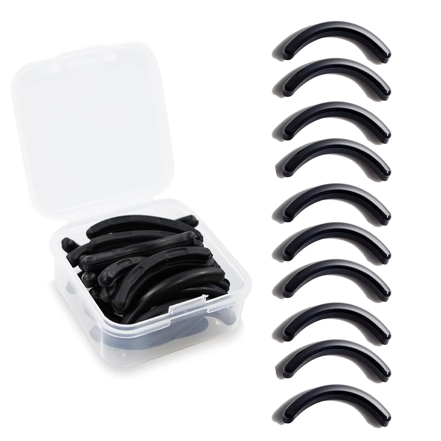 YNR 10 Pcs Eyelash Curler Refills Pads - Soft & Durable Silicon Rubber Curler Replacement Pads for Universal Lash Curlers, Perfect for Achieving a Natural Curl | 10 Pieces