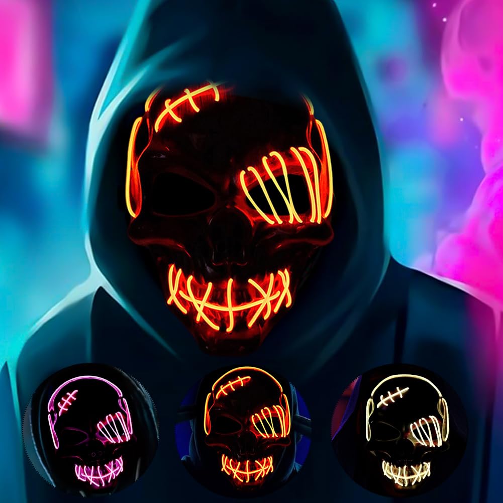 Halloween Scary Skull Mask, Terrifying Masks, Terror Mask, Horror Face Masks for Adults Kids, Rave Party Accessory, Halloween Christmas Carnival Festival Gear (Red) — image 1