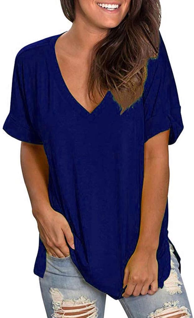 Summer Tops for Women, Women's Summer Tops Solid Color Short Sleeve