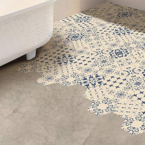 WALPLUS 20x23cm Self-Adhesive Vinyl Floor Tiles – Mixed Design, Easy Peel & Stick Waterproof Flooring for Kitchen, Bathroom & Hallways