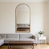 DAOYIJIAJU Gold Arched Mirror, 22"x47" Arch Vanity Mirrors for Bathroom, Decorative Accent Mirror with Metal Beaded Frame, Large Vintage Mirrors for Fireplace Bedroom Entryway Hallway Living Room
