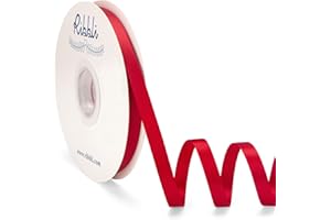 Ribbli Red Satin Ribbon Double Faced Satin 3/8 Inch x Continuous 50 Yards-Red Ribbon for Gift Wrapping Crafts Wedding Decoration Bows Bouquet Floral Arrangement