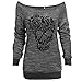 ZZhong Women's Sexy Off Shoulder Blouse Shirt Skull Printed Long Sleeve Tops Dark Grey M