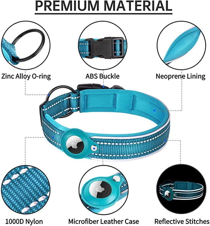 Reflective Airtag Dog Collar, Safe Paws Airtag Dog Collar Holder