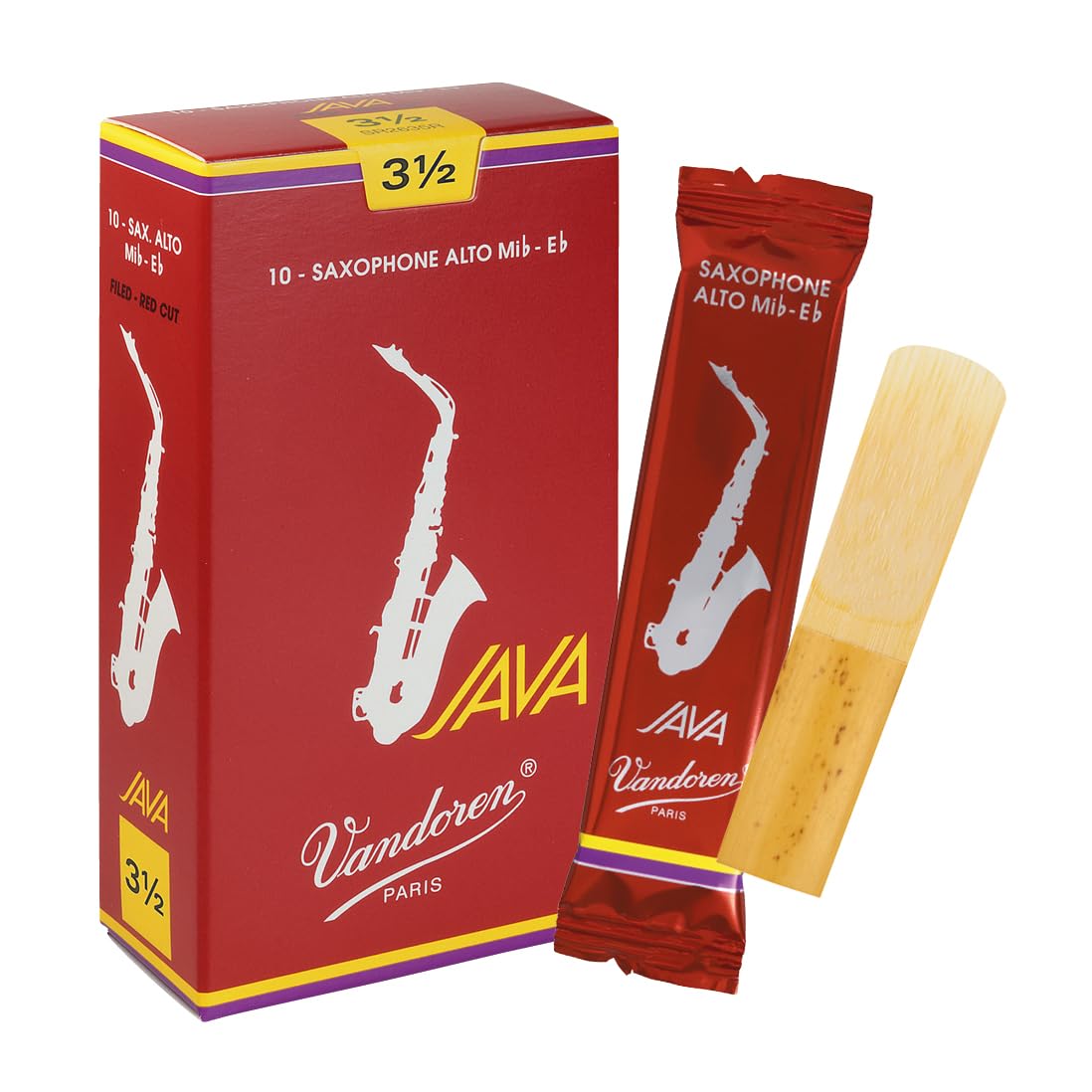Vandoren "Java Red" Alto saxophone reeds, box of 10 - Strength 3,5