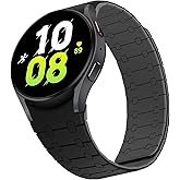 ZZDZZ Magnetic Band Compatible with Samsung Galaxy Watch 7/FE/6/5/4 Band 40mm 44mm/Galaxy Watch 5 Pro 45mm/Watch 6 4 Classic 42mm 46mm 43mm 47mm, 20mm Silicone Sport Strap for Women Men, Black/Gray