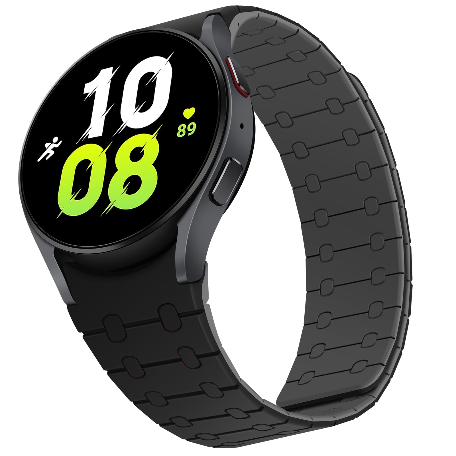 Photo 1 of ZZDZZ Magnetic Band Compatible with Samsung Galaxy Watch 7/FE/6/5/4 Band 40mm 44mm/Galaxy Watch 5 Pro 45mm/Watch 6 4 Classic 42mm 46mm 43mm 47mm, 20mm Silicone Sport Strap for Women Men, Black/Gray