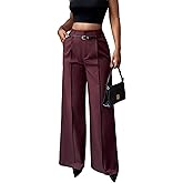 DINGANG Wide Leg Work Pants Women High Waisted Straight Leg Dress Pant Slacks Business Office Trousers