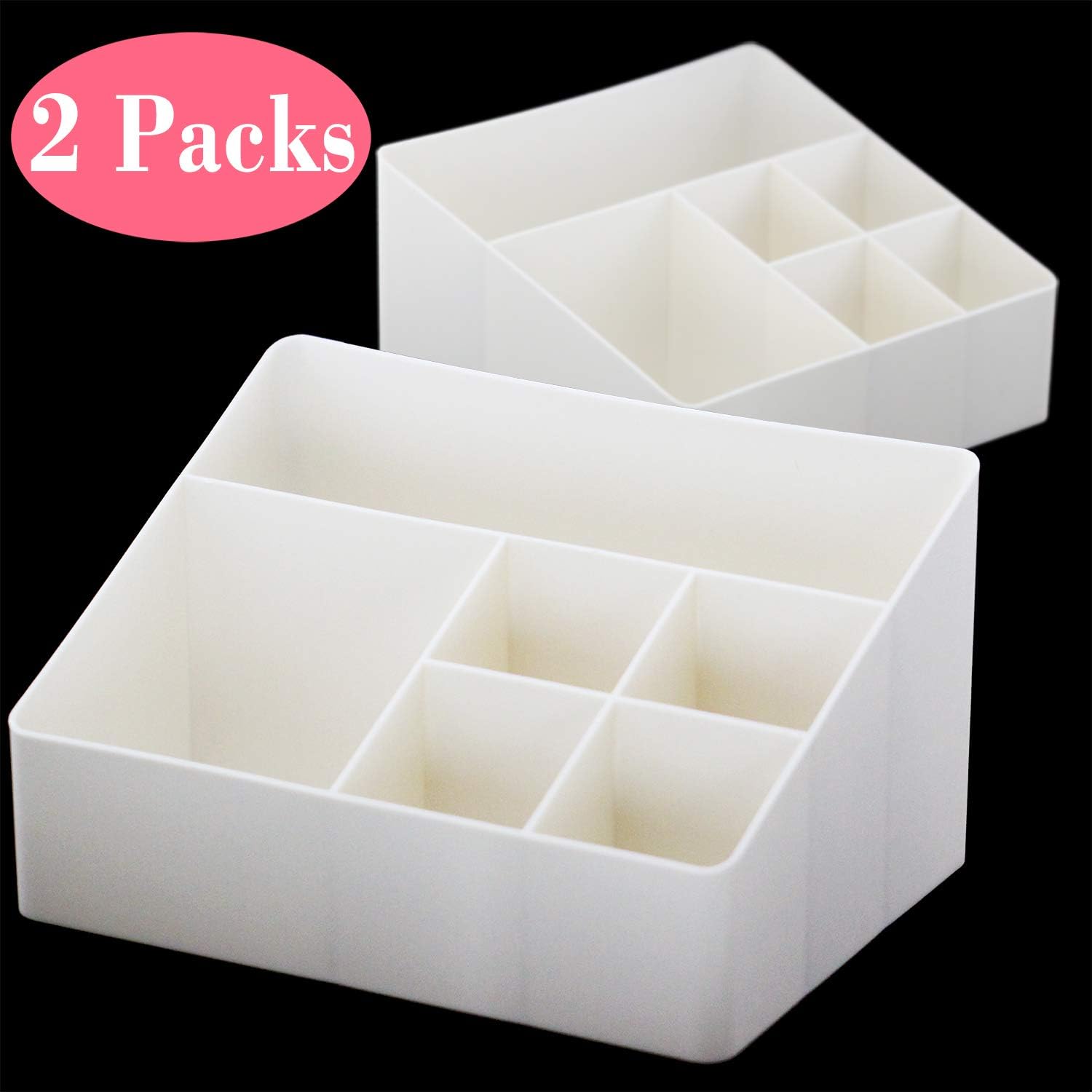 2 Packs Cosmetic Storage Organizers - Easily Organize Your Cosmetics, Jewelry and Hair Accessories. Looks Elegant Sitting on Your Vanity, Bathroom Counter or Dresser