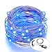 ITART Blue Led Lights Plug in Outdoor Fairy String Lights UL Waterproof 33Ft 100 LED Thin Wire with Power Adapter for Patio Camping Christmas Wedding Party Garden Bedroom Decoration