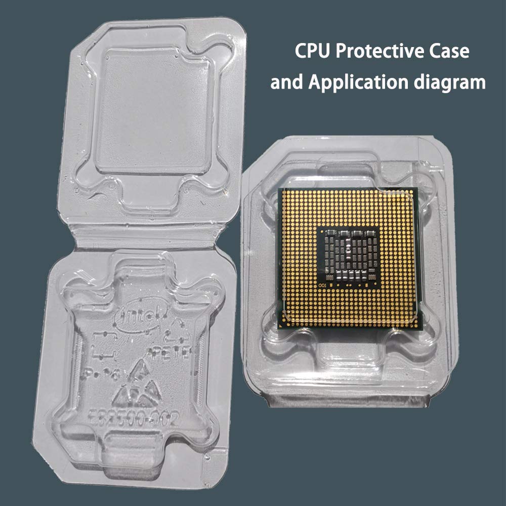 CPU Protective Thicken Plastic Clamshell Case Trays Suitable for Intel 775/1155/1151/1150/1156 with 10pcs Antistatic Bags and Labels (10pcs Intel CPU Case)