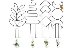 XEEOL Larger 23inch Plant Trellis for Climbing Plants Indoor, Trellis for Potted Plants with Ties, Metal Climbing Plant Support for Houseplant Flower Pothos, 4 Different Panels, Black