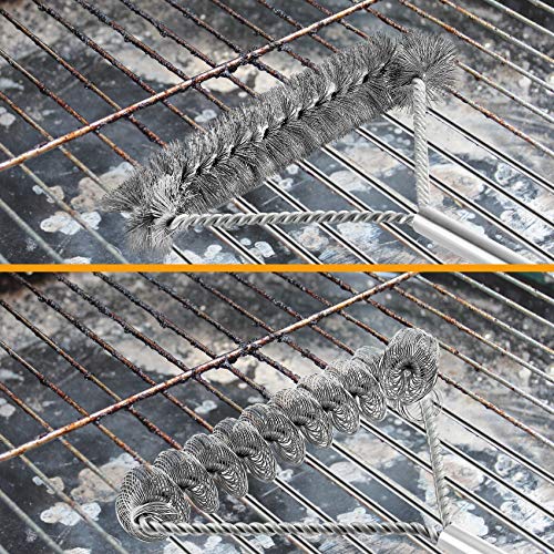 Grilljoy 3pcs Grill Brush Set includes Wire Brush and Bristle Free Brush - 17.5'' Safe Stainless Steel Barbecue Cleaning Brush for Weber Gas/Charcoal Grilling Grates - Perfect BBQ Cleaner Accessories.