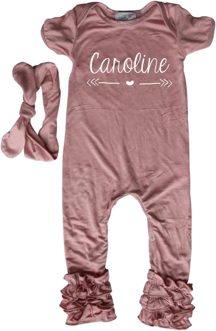 Personalized Ruffle Romper with Matching Headband