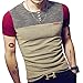 LOGEEYAR Mens Slim Fitted Casual Short Sleeve Button T-Shirts Contrast Color Stitching Tees Tops A-red