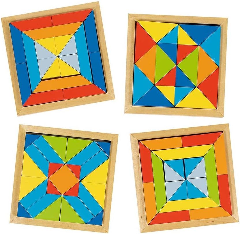 Goki World of Shapes, Puzzle I, Colourful Set of 4 Wooden Puzzles, Brainteaser Shape Puzzles for Ages 6+, Mixed