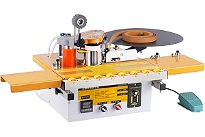 YUCHENGTECH Edge Banding Machine with Auto Tape Breaking Portable Edge Bander Microcomputer Control & Extension Table Curve & Straight Edge, Double-Side Gluing Adjustable Speed (110, Volts (AC))