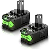 POWTREE 2Packs 126000mWh Replacement for Ryobi 18V Lithium Battery Compatible with18 Volt Battery ONE+ Plus P102 P103 P104 P105 P107 P109 P122 PBP005 PBP004 PBP003 PBP002 Cordless Power Tools