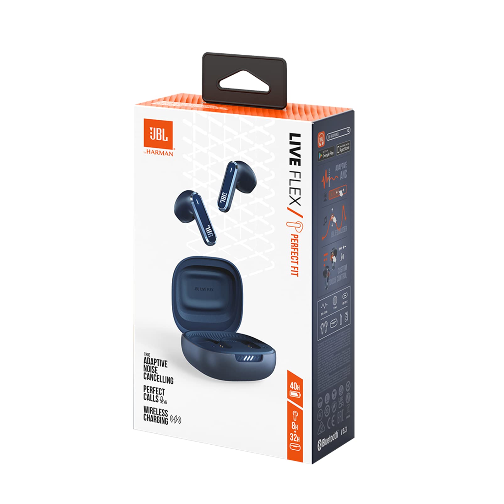 JBL Live Flex – In-Ear-Bluetooth-Kopfhörer mit 40 Stunden Akkulaufzeit – Geräuschunterdrückung und wasserdicht – Blau 6