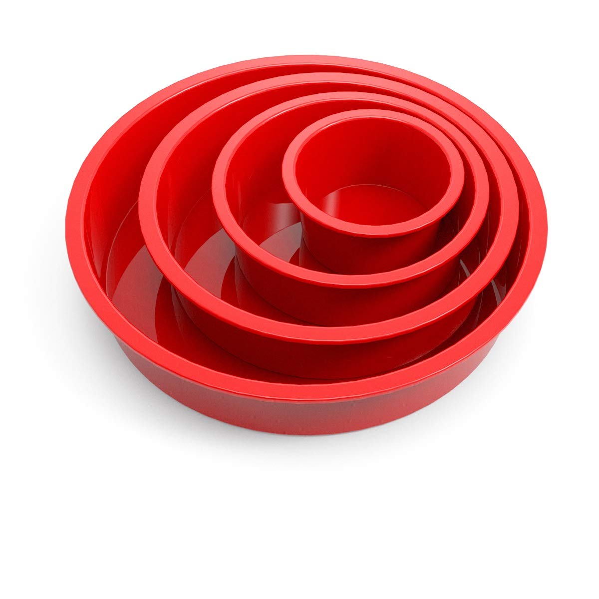 SILIVO Silicone Cake Moulds for Baking, 4Pcs 4+6+8+10 inch Round Cake Tins Sets, Nonstick Silicone Cake Tins for Baking Rainbow Cakes