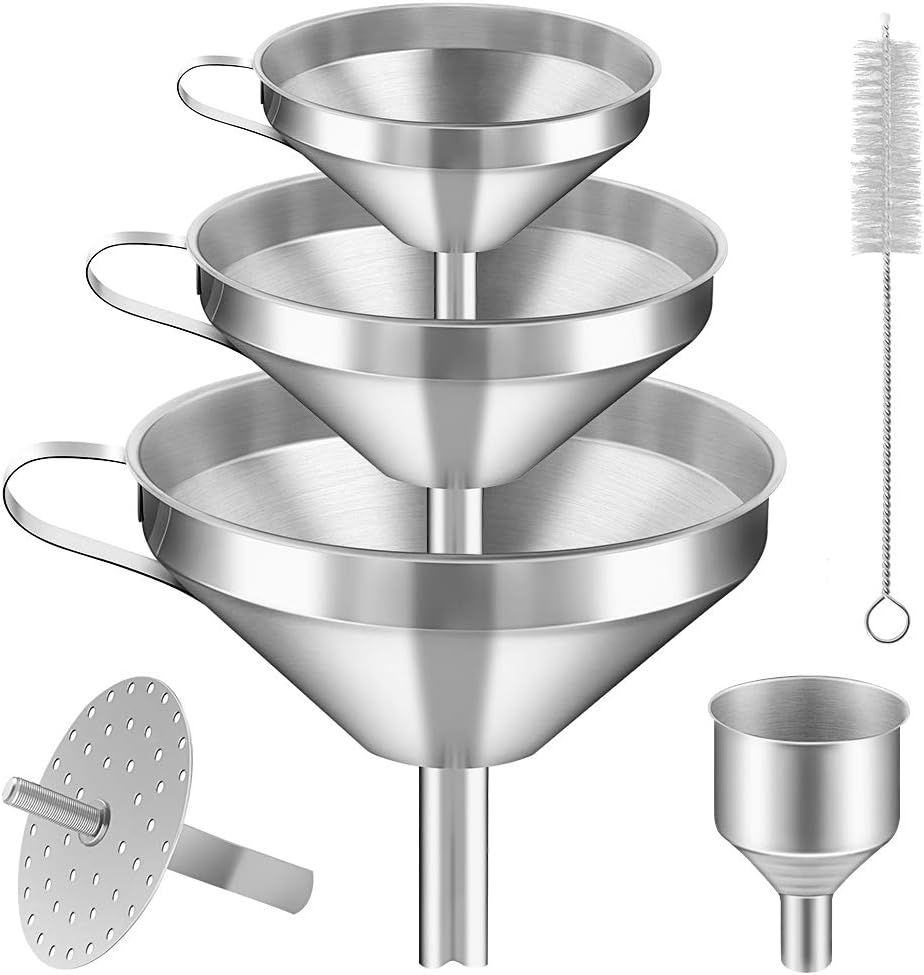 SHOWFULL Stainless Steel Funnels with Removable Strainer for Essential
