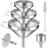 SHOWFULL Stainless Steel Funnels with Removable Strainer for Essential Oil, Cooking Oil Metal Funnels for Liquid, Dry Ingredi