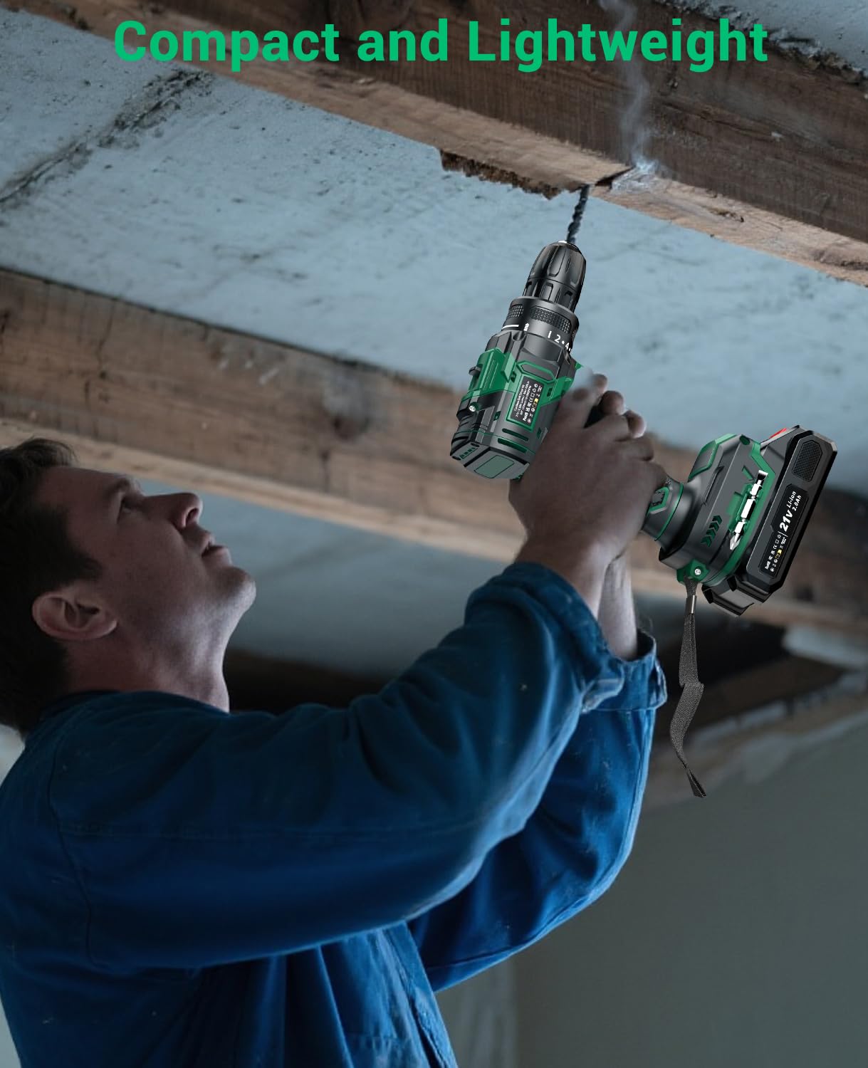 Akkuschrauber Bürstenlos 21V, CEEIGOO Akku Bohrschrauber mit Akku 2000mAh, 42N.m Akku Bohrmaschine, 2 Gang, 18+1 Drehmomentstufen, LED Licht, 20 tlg Zubehöre Set für Haus und Garten DIY Projekt 7