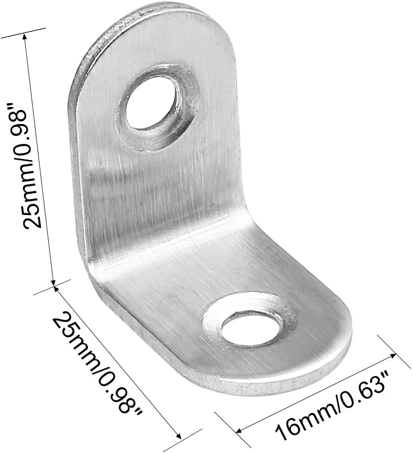 sourcing map Stainless Steel Shelves Corner Brace 25mmx25mmx16mm - Image 4