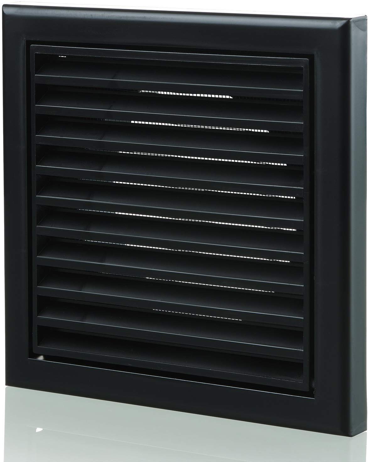 6 inch 150 mm Round Plastic Ducting and Fittings for Extractor Fan Ventilation - Cowled Grille with Shutter - 150mm - Black