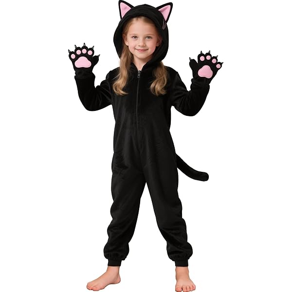 Disfraz De Gato Negro Para Bebé - Mameluco Con Capucha, Cremallera, Para Halloween E Invierno