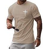 iudam Mens Short Sleeve Cotton T-Shirts Crew Neck Jesus Cross Printed Shirts Faith Christ Shirts