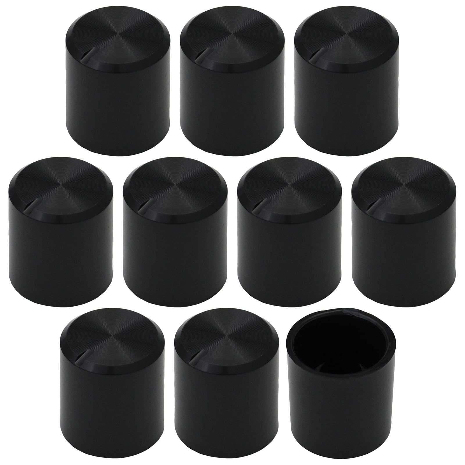 6mm Splined Hole Smooth Side Plain Black Control Knob Pack of 10