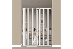 THEYFIRST 57" Extra Tall Cat Gate, 43.3"-48.0" Wide Pet Gate for Doorway, Pressure Mounted Tall Baby Gate with Door, Walk Through Dog Gate Indoor Stairs, Auto Close Cat Safety Gates, White