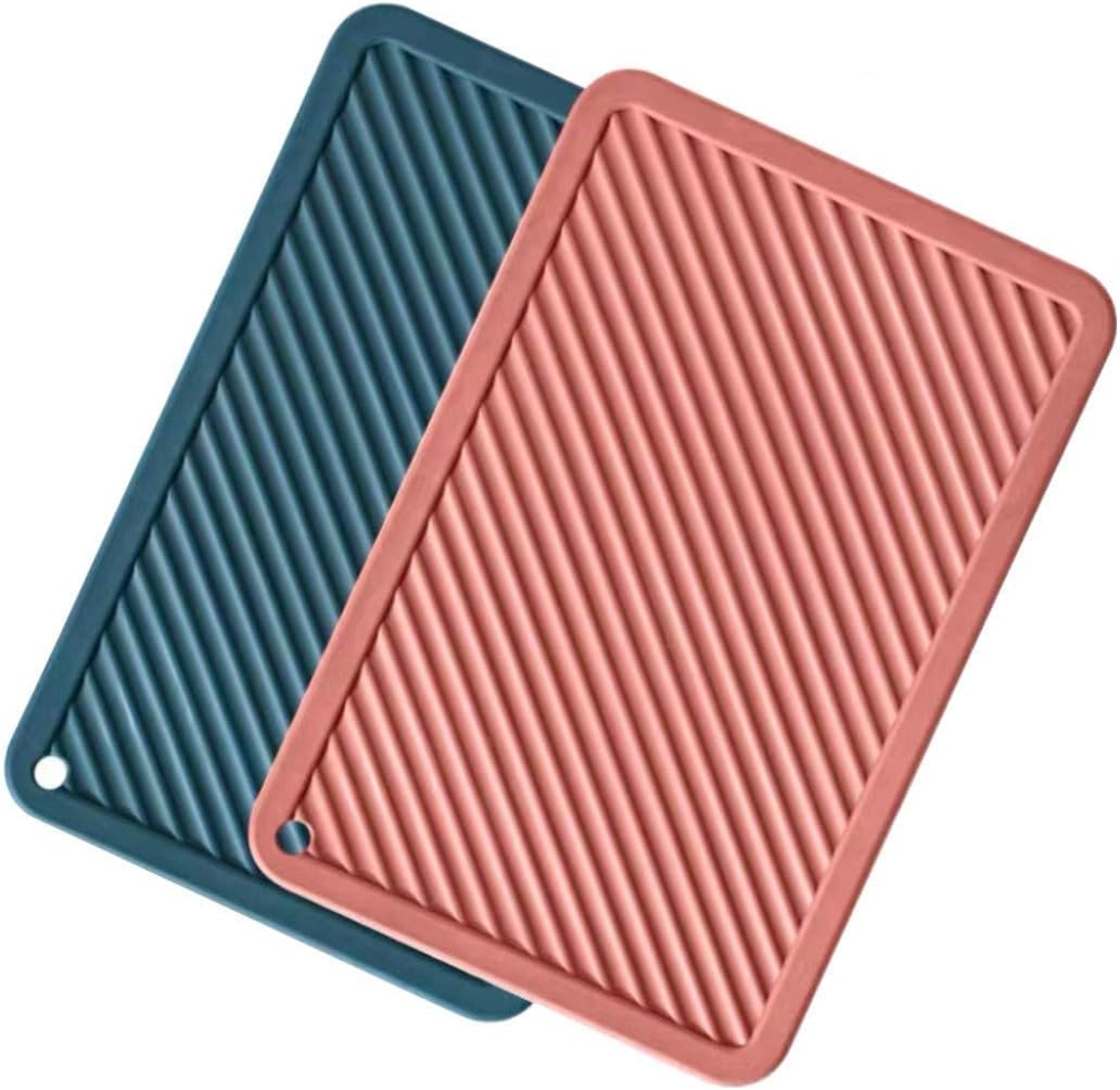 Set Of 3 Navy Blue Silicone Trivet Mats - Heat Resistant Hot Pot Holders For Kitchen Countertops & Tables