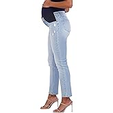Savi Parker Maternity Jeans for Women, Straight Leg Elastic Under Belly High Waist Pant, Pregnancy Clothes for All Seasons
