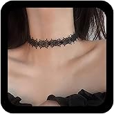 Ximdble Vintage Hollow Lace Choker Black Lace Flower Necklace Gothic Necklace 90s Victorian Tattoo Short Clavicle Chain Jewelry for Women