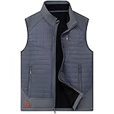 Vcansion Men's Lightweight Fleece Lined Puffer Vest Softshell Outerwear Sleeveless Jacket for Hiking Travel Golf