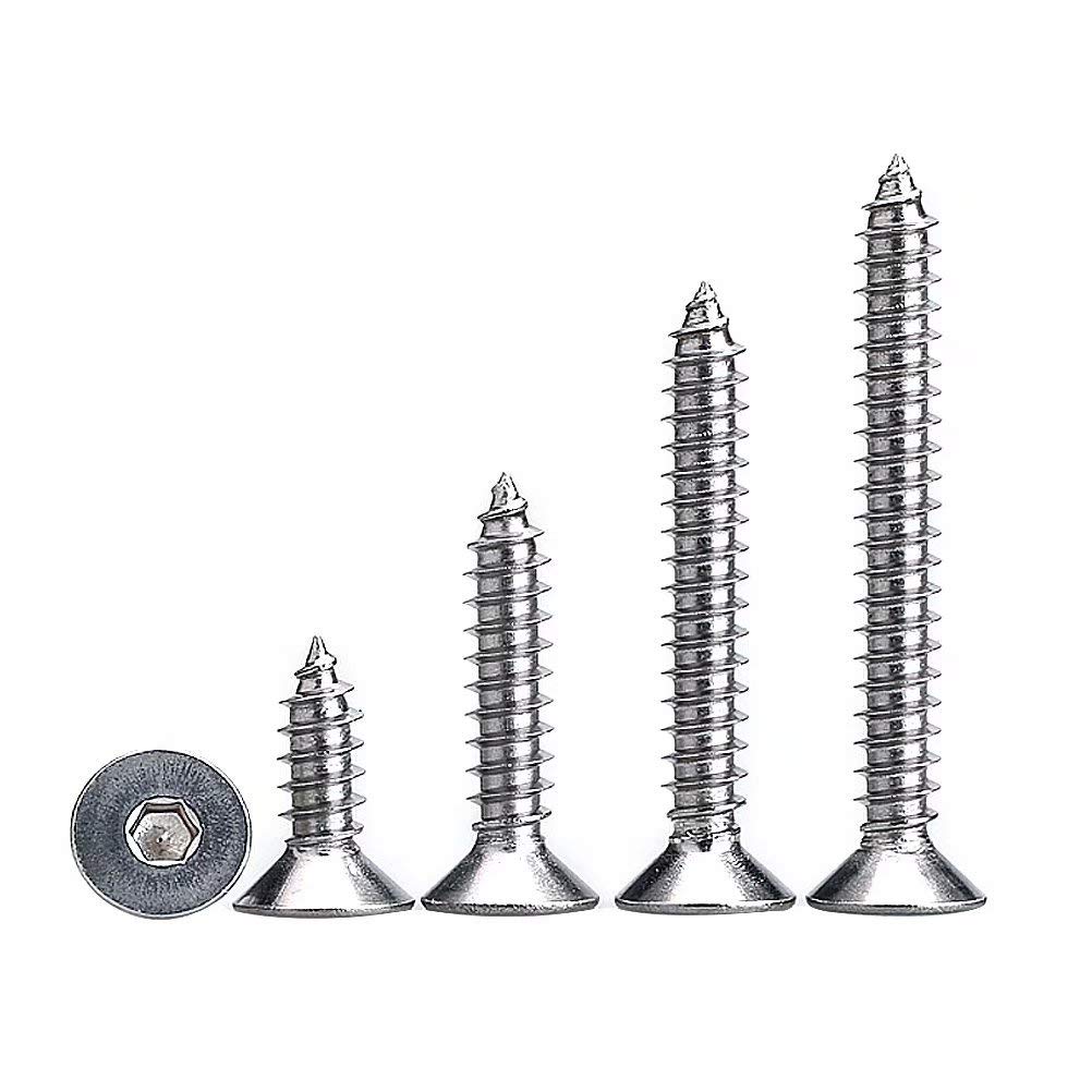 XIZONLIN Hex Socket Cap Countersunk Screw Self-Tapping Screws Stainless Steel Wood Screws, M5*20mm,20pcs