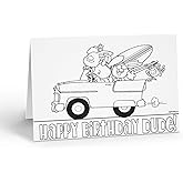 Stonehouse Collection Kids Coloring Greeting Cards, Birthday and Happy Birthday Dude! - 12 Cards with Envelopes, 6.25" x 4.5 (Birthday Dudes)