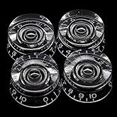 Dopro Pack of 4 American Spec LP Guitar Speed Dial Knobs 24 Fine Spline Control Knobs for Les Paul with CTS Spilit Shaft Pots Clear with White Number