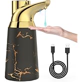 Greatmay Ceramic Touchless Automatic Soap Dispenser 15.2 oz | 450ml Large Capacity Sensor Soap Dispenser with USB Charging, IP65 Waterproof, 4 Adjustable Levels for Modern Home