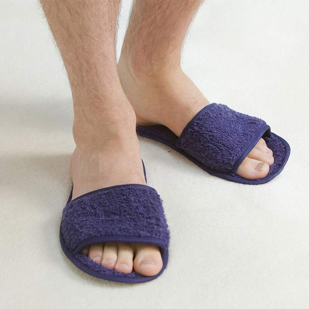 open toe towelling slippers