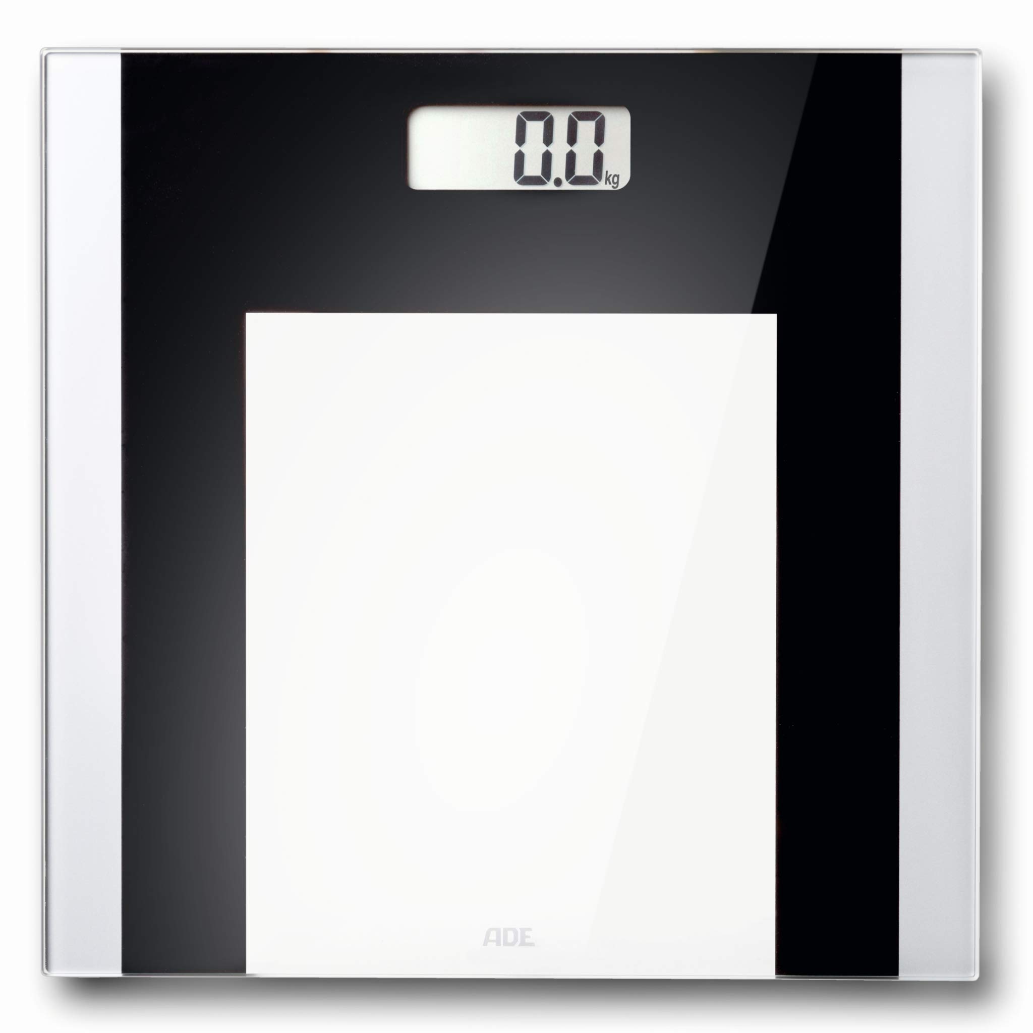 ADE Ylvie BE 1722 Digital Bathroom Scales with Transparent Weighing Surface, Accurate Weight Determination up to 180 kg, Battery Included Black / White
