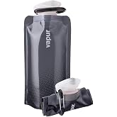 Vapur Collapsible Water Bottle with Carabiner - 16oz (0.5L), Cool Grey - Flexible, Lightweight Water Bottle for Travel, Concert, Hiking, and Outdoor Adventures - BPA-Free, Dishwasher-Safe, Freezable